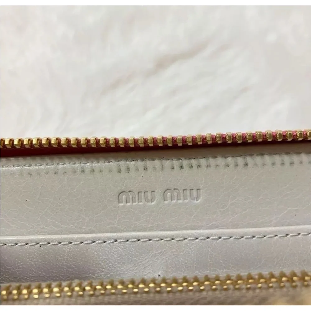 EUC MIU MIU Long Leather Wallet Purse Heart Zip Around Pink Leather Authentic - Picture 8 of 10